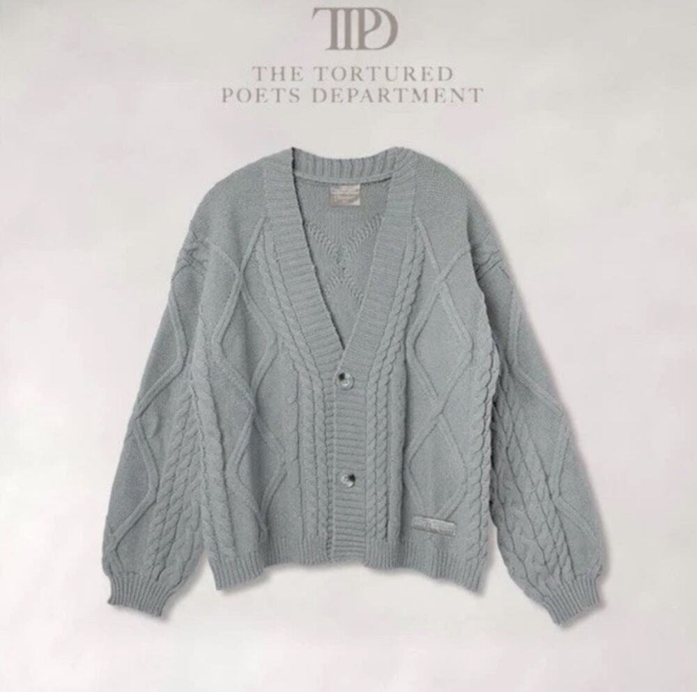 Taylor Swift The Tortured Poets Department TTPD Cardigan Grey MD/LG Official